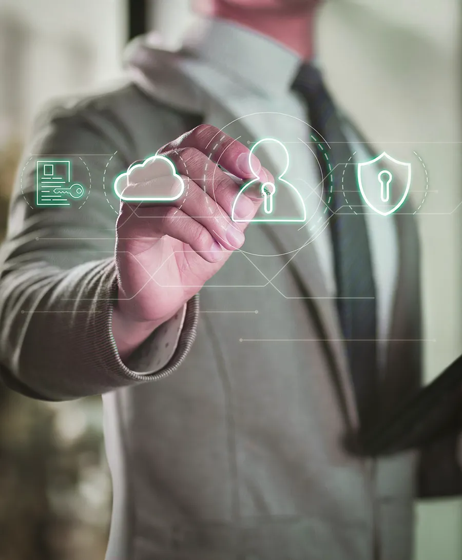 IT assessment concept showing cloud security, user access protection, and system evaluation